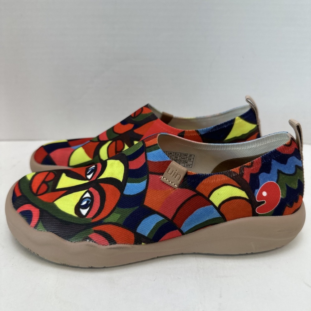 UIN  Art Travel Women Slip On Shoes Colorful Picasso Loafers Size 8 - Picture 3 of 6